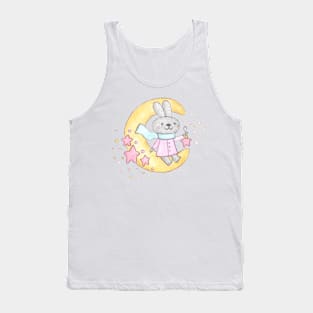 Cute watercolor bunny on the moon Tank Top